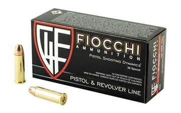 Picture of Fiocchi Ammunition Centerfire Pistol, 38 Special, 158 Grain, Full Metal Jacket, 50 Round Box 38G 762344000992