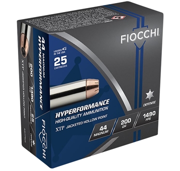 Picture of Fiocchi Hyperformance 44RemMag 200gr Hornady XTP Hollow Point 25 Per Box/20 Case 44XTPB25