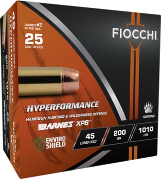 Picture of FIOCCHI Hyperformance Hunt Handgun Ammunition 45 LC 200gr HP 1010 fps 25/ct 45LCBA