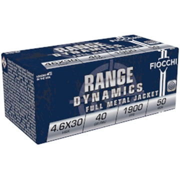 Picture of Fiocchi Range Dynamics 4.6x30mmH&K 40gr Full Metal Jacket 50 Per Box/20 Case 46EXA