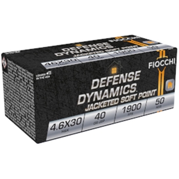 Picture of Fiocchi Defense Dynamics 4.6x30mmH&K 40gr Jacketed Soft Point 50 Per Box/20 Case 46EXB