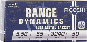 Picture of Fiocchi Ammunition Rifle, 5.56 NATO, 55 Grain, Full Metal Jacket Boat Tail, M193, 50 Round Box 556M193L