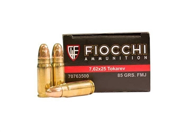 Picture of Fiocchi 7.62 x 25 mm Tokarev 85 Grain Full Metal Jacket (Box of 50 Round) FIO-762TOK