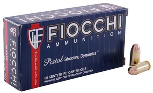 Picture of Fiocchi Ammunition 45 ACP 230 Grain Complete Metal Jacket 50 Round Box FIO-45ACMJ5C