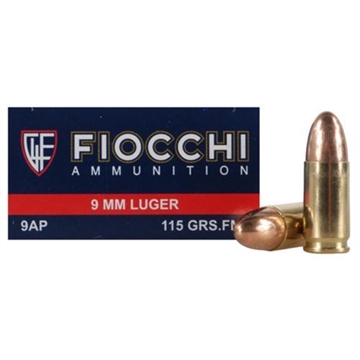 Picture of Fiocchi Ammunition 9mm 115 Grain Full Metal Jacket 50 Round Box FIO-9AP