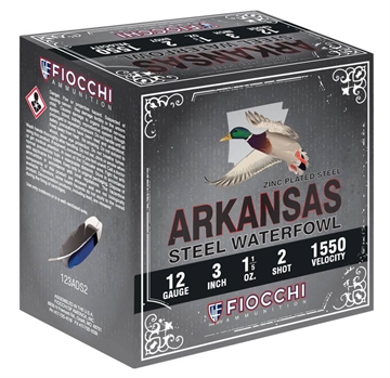 Picture of FIOCCHI ARKANSAS STEEL WATERFOWL AMO 12GA 3 IN 1 1/5 OZ #2 1550FPS 100-RD PACK ( 4 BOXES PER PACK ) 123ADS2 762344866598