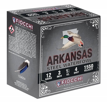 Picture of FIOCCHI ARKANSAS STEEL WATERFOWL AMO 12GA 3 IN 1 1/5 OZ #4 1550FPS 100-RD PACK ( 4 BOXES PER PACK ) 123ADS4 762344866611