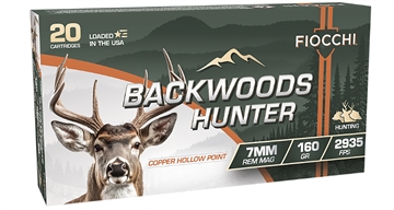 Picture of FIOCCHI BACKWOODS HUNTER AMO LEAD FREE 7MM REM MAG 160GR CHP 20RD ( 10 BOXES PER CASE ) 7RMBHC 762344714011