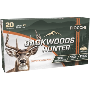 Picture of FIOCCHI BACKWOODS HUNTER AMO LEAD FREE 308 WIN 150GR CHP 20RD ( 10 BOXES PER CASE ) 308BHC 762344714028