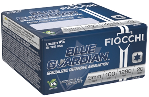 Picture of FIOCCHI BLUE GUARDIAN PISTOL AMO 9MM 100GR RRHP 20RD ( 20 BOXES PER CASE ) 762344712765