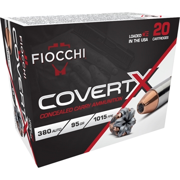 Picture of FIOCCHI COVERT X PISTOL AMO 380 AUTO 95 JHP 20 RD BOX ( 10 BOXES PER CASE ) 380CCWA