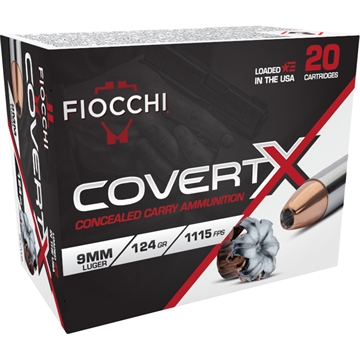 Picture of FIOCCHI COVERT X PISTOL AMO 9MM 124 GR JHP 20 RD BOX ( 10 BOXES PER CASE ) 9CCWB