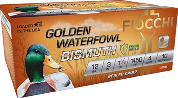 Picture of FIOCCHI GOLDEN WFOWL BISMUTH AMO 12GA 3 IN 1 3/8 OZ #4 1450FPS 10-RD ( 10 BOXES PER CASE ) 123GB4