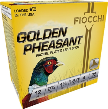 Picture of FIOCCHI GOLDEN PHEASANT BISMUTH AMO 12GA 2.75 IN 1 1/4 OZ #4 1400FPS 10-RD ( 10 BOXES PER CASE ) 12GPB4