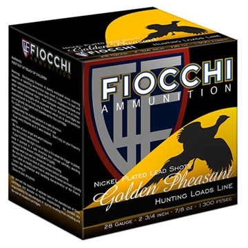 Picture of FIOCCHI GOLDEN PHEASANT AMO 28GA 3 IN 1 1/16 OZ #6 1200FPS 25-RD ( 10 BOXES PER CASE ) 283GP6