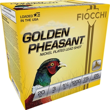 Picture of FIOCCHI GOLDEN PHEASANT AMO 20GA 3 IN 1 1/4 OZ #7.5 1200FPS 25-RD ( 10 BOXES PER CASE ) 203GP75