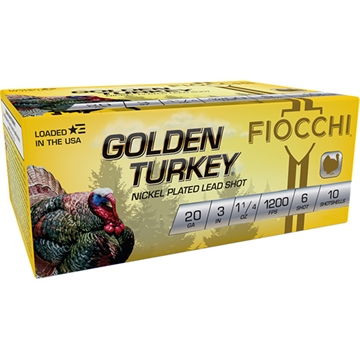 Picture of FIOCCHI GOLDEN TURKEY AMO 20GA 3 IN 1 1/4 OZ #6 1200FPS 10-RD ( 10 BOXES PER CASE ) 203TRKC6