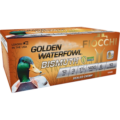 Picture of FIOCCHI GOLDEN WFOWL BISMUTH AMO 12GA 3 IN 1 3/8 OZ #6 1450FPS 10-RD ( 10 BOXES PER CASE ) 123GB6