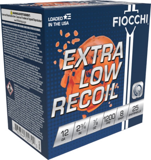 Picture of FIOCCHI LOW RECOIL 12GA 2.75" 7/8OZ #8 1200FPS 250RD CASE 1278OZ8