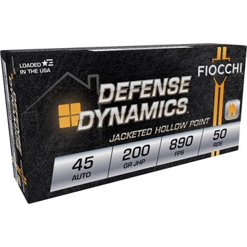 Picture of Fiocchi Pistol Shooting Dynamics Handgun Ammunition .45 ACP 200 gr JHP 890 fps 50/box 45B500 USA