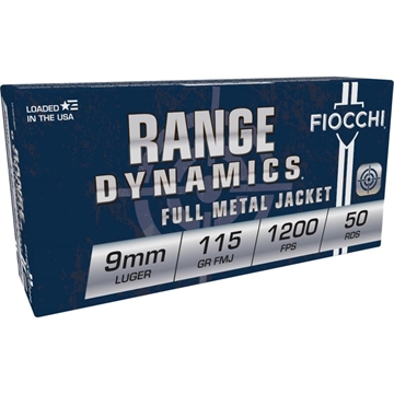 Picture of Fiocchi Pistol Shooting Dynamics Handgun Ammunition 9mm Luger 115 gr FMJ 50/Box 9AP USA