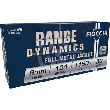 Picture of Fiocchi Pistol Shooting Dynamics Handgun Ammunition 9mm Luger 124 gr FMJ 1150 fps 1000/Case (20-50/ct Boxes) 9APBCASE
