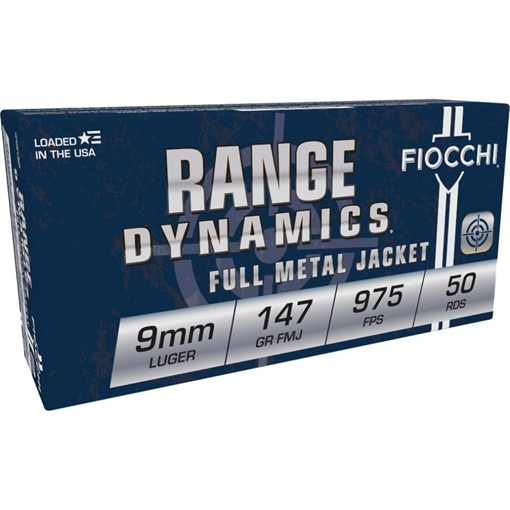 Picture of Fiocchi Pistol Shooting Dynamics Handgun Ammunition 9mm Luger 147 gr FMJ 50/Box 9APD USA