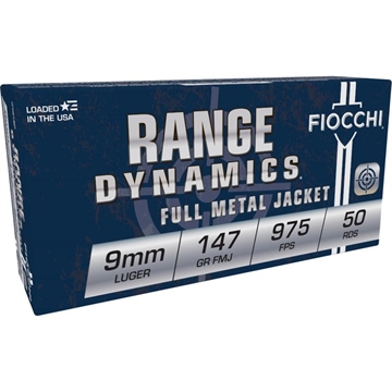 Picture of Fiocchi Pistol Shooting Dynamics Handgun Ammunition 9mm Luger 147 gr FMJ 50/Box 9APD USA