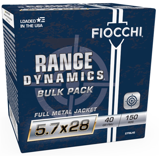 Picture of Fiocchi Range Dynamics 5.7x28mm 40gr Full Metal Jacket 150 Per Box/3 Case *Bulk 57FMJ40