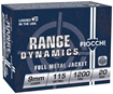 Picture of FIOCCHI RANGE DYNAMICS 9MM 115GR FMJ 20/10 9AP20