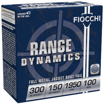 Picture of FIOCCHI RANGE DYNAMICS AMO 300 BLACKOUT 150GR FMJBT 1950FPS 100-RD ( 5 BOXES PER CASE ) 300BARD1