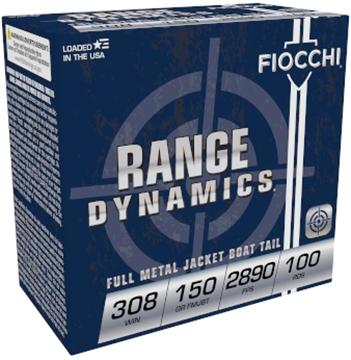 Picture of FIOCCHI RANGE DYNAMICS AMO 308 WIN 150GR FMJBT 100-RD ( 4 BOXES TO CASE ) 308ARD