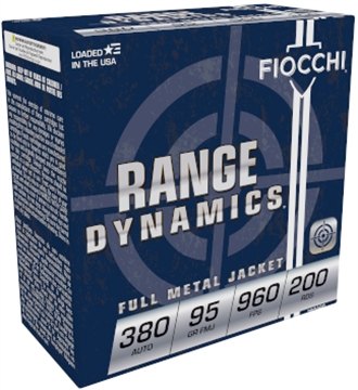 Picture of FIOCCHI RANGE DYNAMICS AMO 380 AUTO 95GR FMJ 200-RD ( 5 BOXES PER CASE ) 380ARD