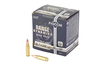 Picture of FIOCCHI RANGE DYNAMICS AMO 5.7X28MM BULK PACK 40GR FMJ 450RD CASE ( 3 150RD BOXES PER CASE) 57FMJ40