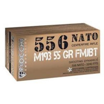 Picture of Fiocchi Shooting Dynamics Rifle Ammunition 5.56mm NATO 55 gr FMJ 3240 fps 1000/ct (Case) 556M193LC