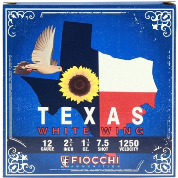 Picture of Fiocchi Fiocchi Texas White Wing Shotgun Ammo 12 ga. 2.75 in. 1 1/8 oz. 1250 FPS 7.5 Shot 100 rd 12TWW187