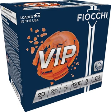 Picture of FIOCCHI VIP 20GA 2.75" 7/8OZ #8 1200FPS 250RD CASE LOT 20VIP8