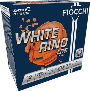 Picture of FIOCCHI WHITE RINO 12GA 2.75" 1-1/8OZ #7.5 1200FPS 250RD CAS 12WRNL75
