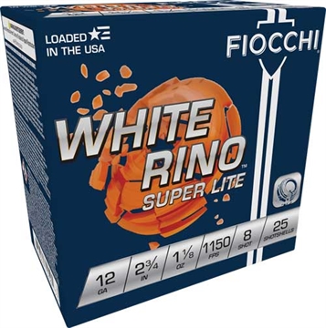 Picture of FIOCCHI WHITE RINO 12GA 2.75" 1-1/8OZ #8 1150FPS 250RD CASE 12WRSL8
