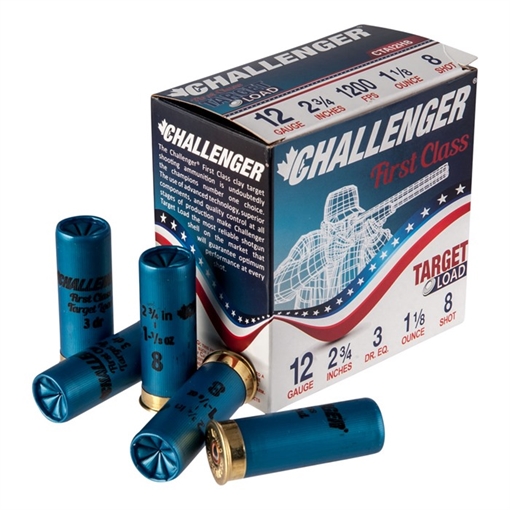Picture of Challenger Ammo 12GA 2-3/4'' 1-1/8 OZ #8 SHOT 1200 FPS 250/CASE CTA12H8