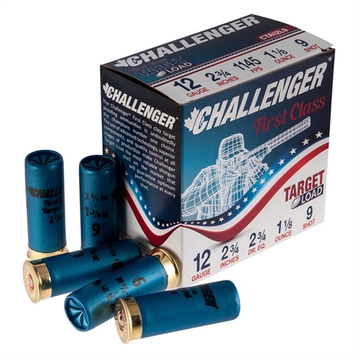 Picture of Challenger Ammo 12GA 2-3/4'' 1-1/8 OZ #9 SHOT 1145 FPS 250/CASE CTA12L9