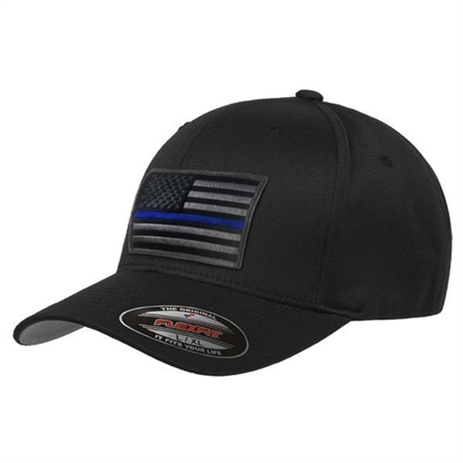 Picture of Thin Blue Line FlexFit Subdued Thin Blue Line Hat FLEX-TBL-BLACK-SUBDUE-BLACK-LARGE