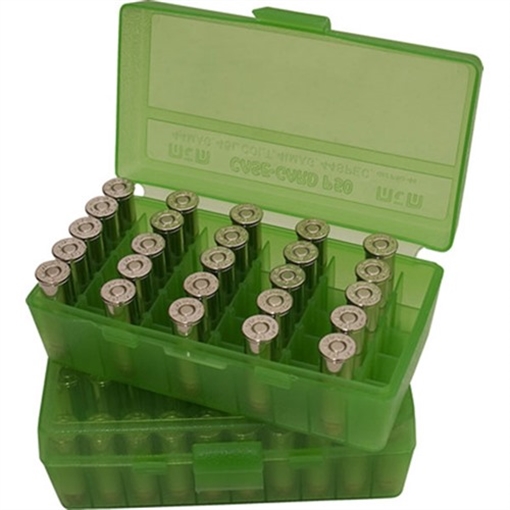 Picture of Mtm Case-Gard FLIP TOP PISTOL AMMO BOX 40S&W-45ACP 50 ROUND TRNSLSNT GREEN P50-45-16