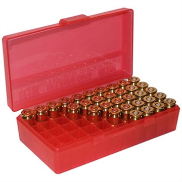 Picture of MTM Case-Gard Ammo Box Flip-Top Multi Caliber Clear Red Polypropylene 50rd P504529