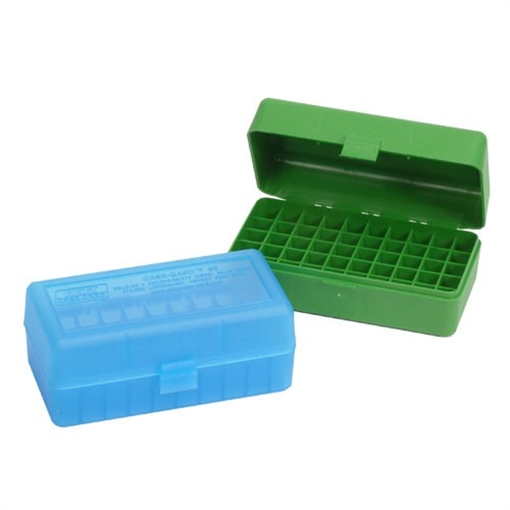 Picture of MTM Case-Gard R-50 Series Rifle Ammo Box .223/.270 WSSM/.460/.500 S&W 50 Rounds Clear Blue RSLD-50-24 RSLD5024