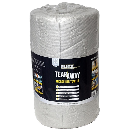 Picture of Flitz Tear-Away Microfiber Polishing Cloths 12"x12" Grey 50/ct MC300R