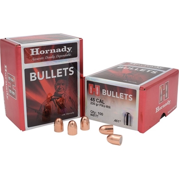 Picture of Hornady FMJ-RN, .451 Diameter, 45 Caliber, 230 Grain, Round Nose, 100 Count 45177