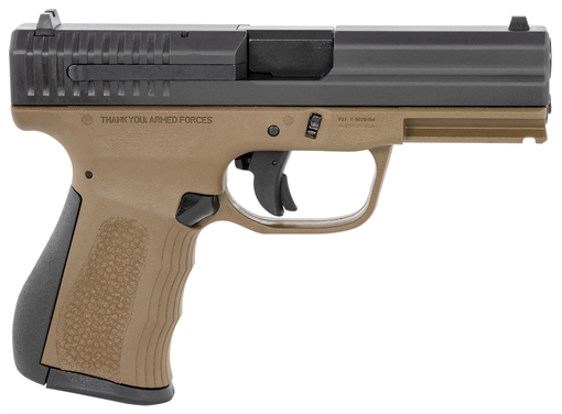Picture of FMK 9C1 G2 9mm Luger 14+1 4" Black Stainless Steel Barrel, Black Serrated Carbon Steel Slide, Burnt Bronze Polymer Frame w/Picatinny Rail, Black Backstrap Grip G9C1G2BRTSS