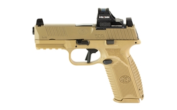 Picture of FN America 509 MRD, Striker Fired, Semi-automatic, Polymer Frame Pistol, Mid-Size, 9MM, 4" Barrel, Matte Finish, Flat Dark Earth, Inlcudes Holosun 407C Red Dot Sight, Non-Manual Safety, Optic Height Sights, 17 Rounds, 2 Magazines 66-101925 66101925