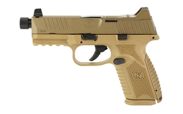 Picture of FN America FN509M Tactical, Striker Fire, Semi-automatic, Polymer Frame Pistol, Mid-Size, 9MM, 4.5" Threaded Barrel, PVD Finish, Flat Dark Earth, Interchangeable Grips, Suppressor Height Night Sights, Non-Manual Safety, 2 Magazines, 10 Rounds, Optics Ready 66-100746 66100746